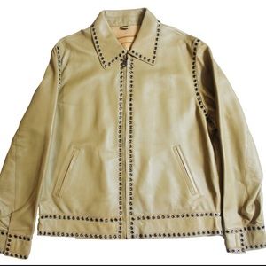 Tan Leather Jacket with Grommets